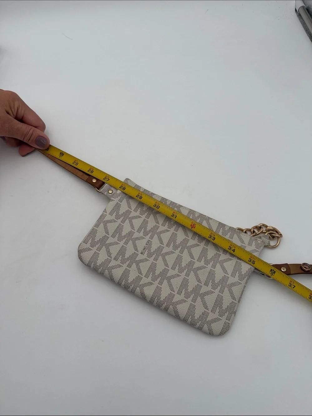 MICHAEL KORS Women's MK Signature Vanilla Synthetic Leather BELT BAG Pouch